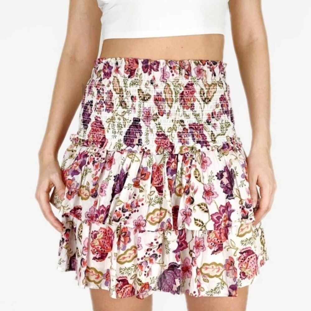 Revolve Coquette Boho Cottagecore House of Harlow 1960 Floral Tiered Skirt S
